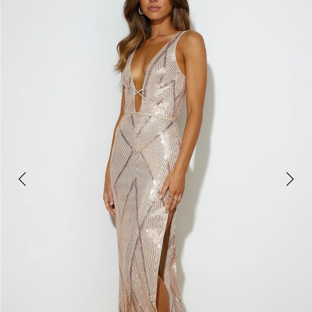 Sequin Plunge Maxi Dress